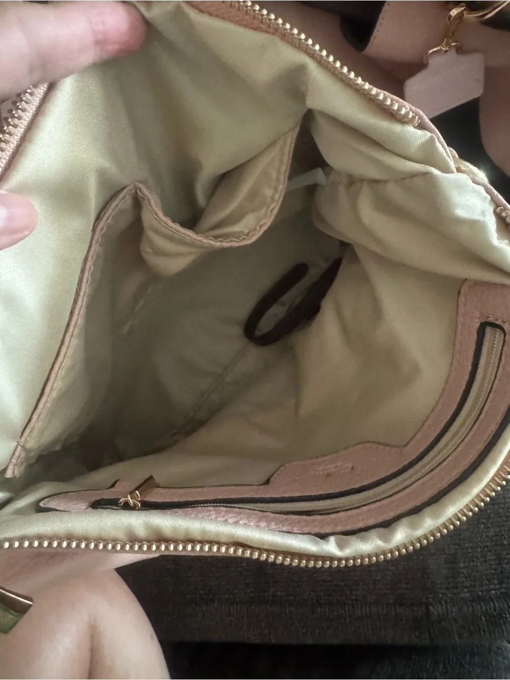 Women’s Pebbled Tote Bag in Blush Pink with Removable Pouch
